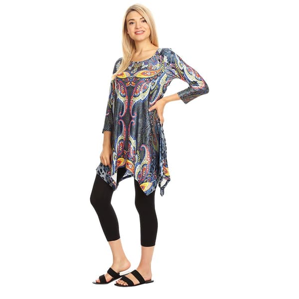Womens White Mark Marlene Blue Novelty Print Tunic
