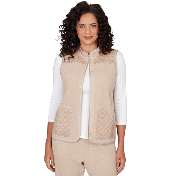 Womens Alfred Dunner Comfort & Joy Quilted Snap Front Vest - image 
