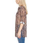 Womens NY Collection Roll Tab Sleeve Cheetah Mesh Tunic Blouse - image 3