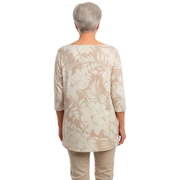 Womens French Laundry Elbow Sleeve Tropical Floral Tee