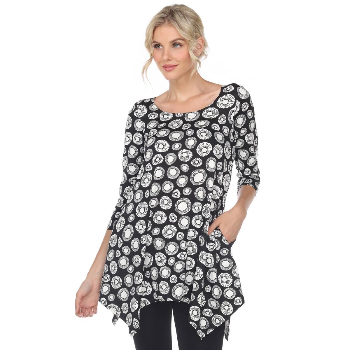 Womens White Mark Geometric Circle Tunic Top