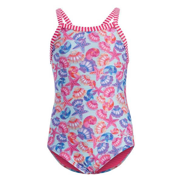 Girls (4-6x) Dolfin® Fin Floats Criss-Cross One Piece Swimsuit