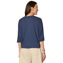 Petite Democracy 3/4 Dolman Sleeve Floral Embroidery Blouse