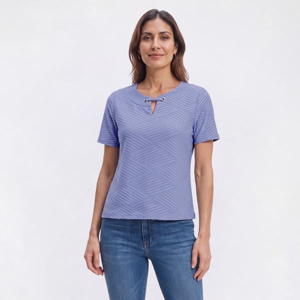 Petite Emily Daniels Short Sleeve Solid Texture Blouse - image 
