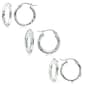 Sterling Silver 2x15mm 3pc. Hoop Earrings Set - image 1
