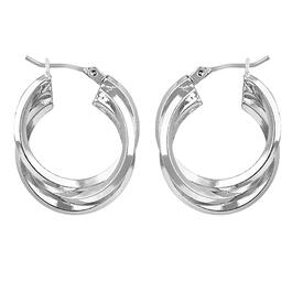 Roman Silver-Tone Triple Twist Hoop Earrings