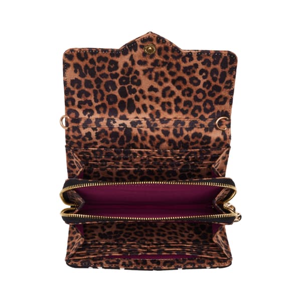 Womens Betsey Johnson Leopard Heart Wallet on a Chain