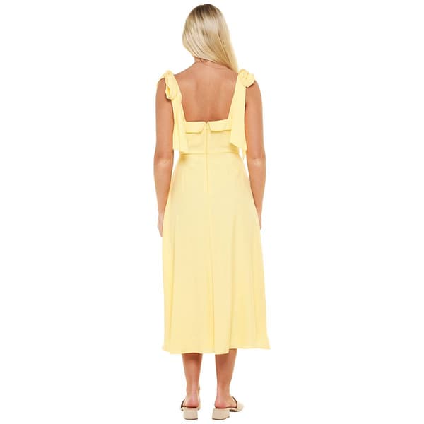 Juniors Trixxi Solid Linen Tie Sleeve Molly Midi Side Slit Dress