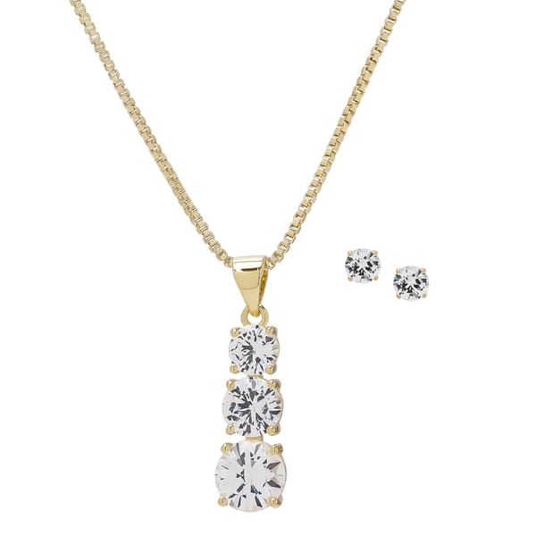 Gianni Argento Lab White Sapphire Halo Pendant & Earrings Set - image 