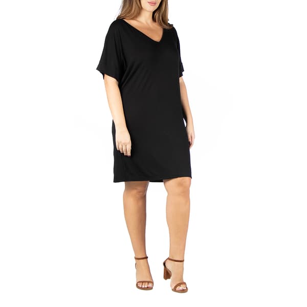 Plus Size 24/7 Comfort Apparel V-Neck Shift Dress