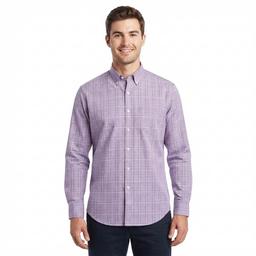 Mens Preswick & Moore(R) Regular Fit Plaid Dress Shirt - Purple