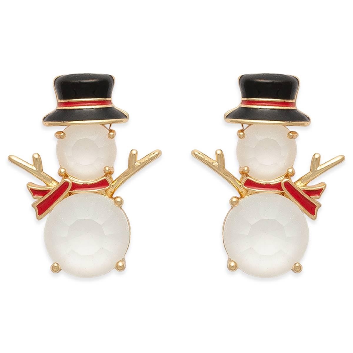 Crystal Stone Snowman Earrings