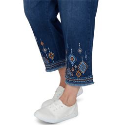 Plus Size Alfred Dunner Tuscany Pull On Aztec Embroidered Jeans