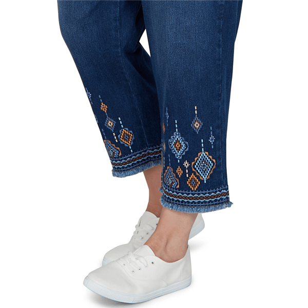 Plus Size Alfred Dunner Tuscany Pull On Aztec Embroidered Jeans