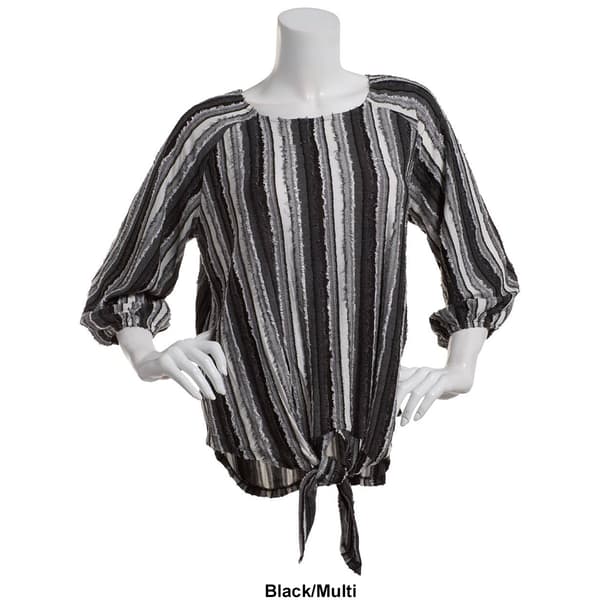 Womens Preswick & Moore 3/4 Sleeve Tie Front Knit Blouse