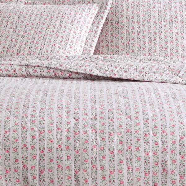 Laura Ashley Marta Stripe Cotton Reversible Quilt Set