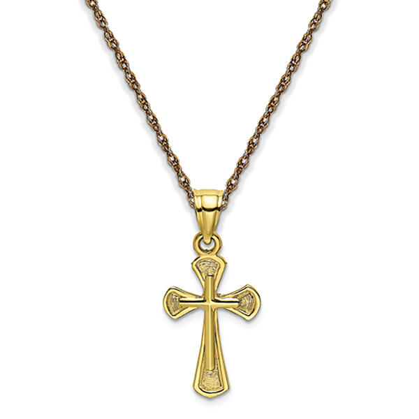 Gold Classics&#40;tm&#41; 10kt. Yellow Gold Cross Charm Necklace - image 