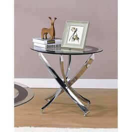 Coaster Chrome and Black Glass Top End Table