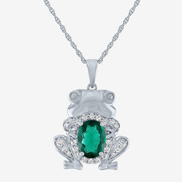 Gemstone Classics&#40;tm&#41; Simulated Emerald & Sapphire Frog Pendant