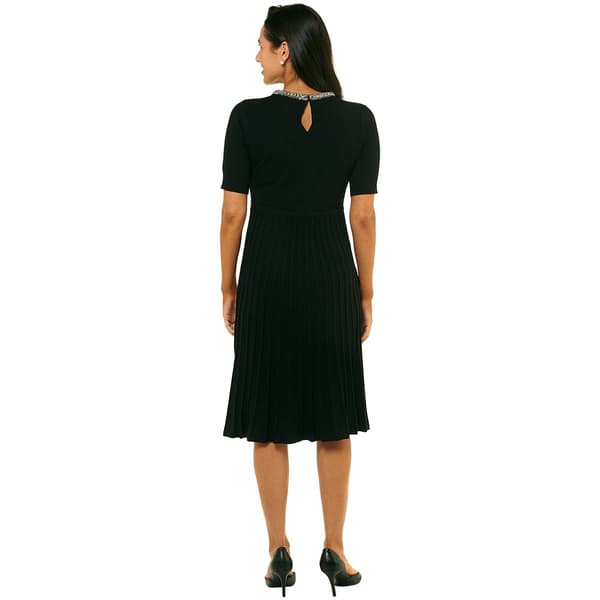 Womens Ninety Clothing Jewel Trim Crew Neck Sweater Dress
