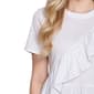 Womens NY Collection Short Sleeve Solid Ruffle Front Blouse - image 4