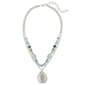 Ashley Cooper(tm) 2 Row Blue Beaded Necklace w/ Teardrop Pendant - image 1