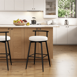 HH2 Home Dael Metal & Upholstered Adjustable Height Swivel Stool
