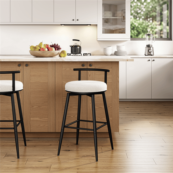 HH2 Home Dael Metal & Upholstered Adjustable Height Swivel Stool