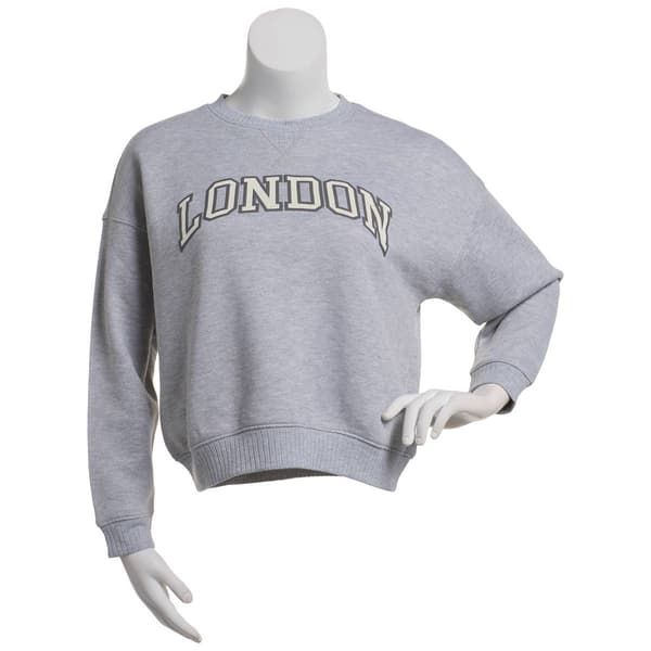 Juniors Pink Rose Chill French Terry London Sweatshirt - image 