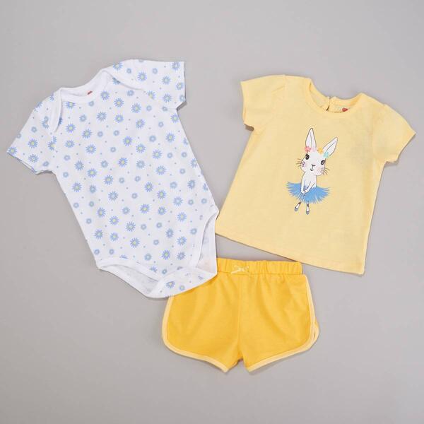 Baby Girl &#40;12-24M&#41; Mini Hop 3pc. Bunny w/ Tutu Top & Shorts Set - image 