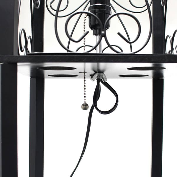 Simple Designs Floor Lamp Etagere Organizer w/Linen Shade