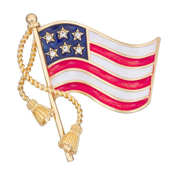 Napier Gold-Tone Red White & Blue USA Flag Pin - image 