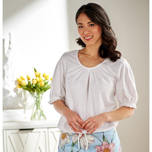 Womens Preswick & Moore® Balloon Sleeve Elastic Hem Blouse - image 