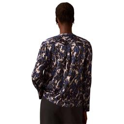 Womens Calvin Klein Long Sleeve Keyhole Neck Satin Blouse