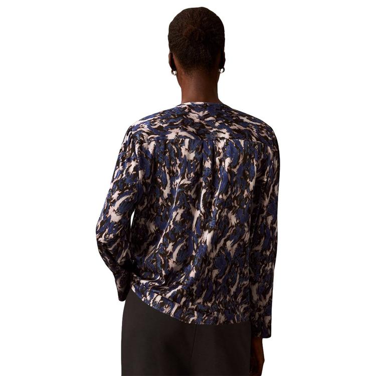 Womens Calvin Klein Long Sleeve Keyhole Neck Satin Blouse