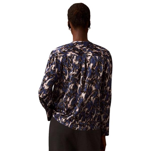 Womens Calvin Klein Long Sleeve Keyhole Neck Satin Blouse