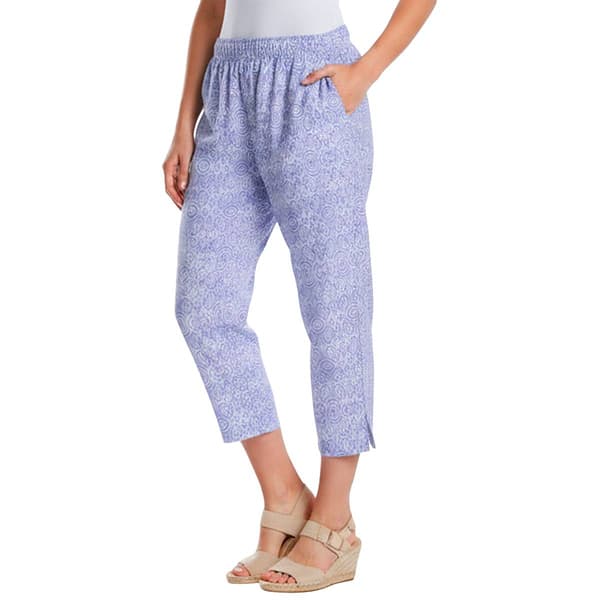 Petite Emily Daniels Pull On Damask Side Slit Capris - image 