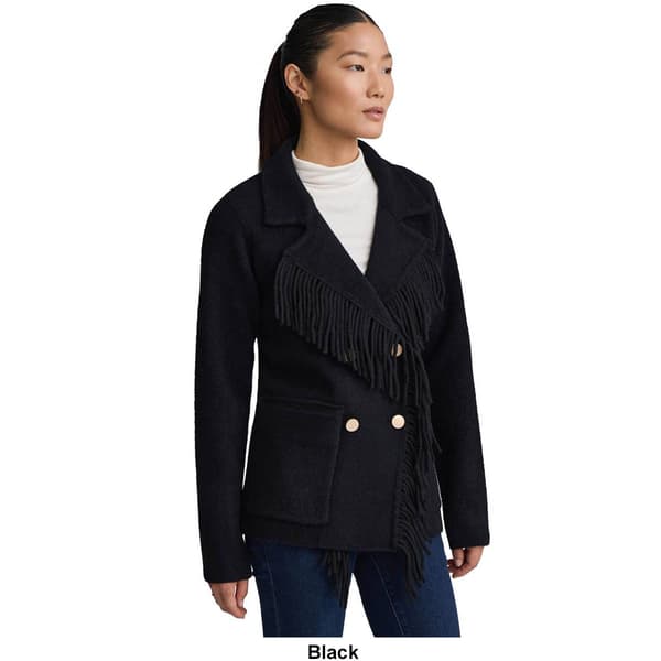 Womens NVLT Short Double Breasted Fringe Coatigan