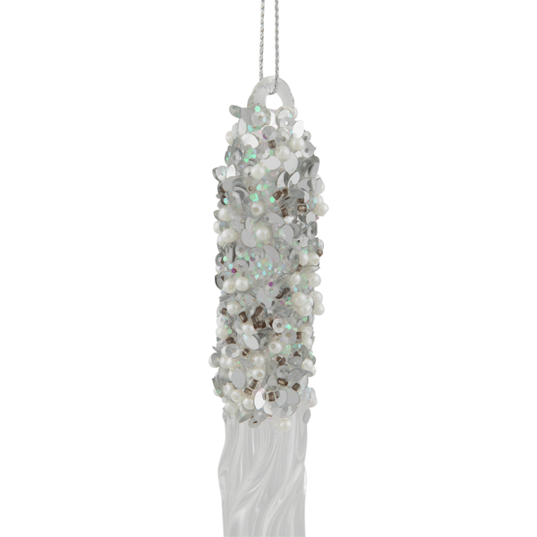 Northlight Sequined & Beaded Icicle Glass Christmas Ornament