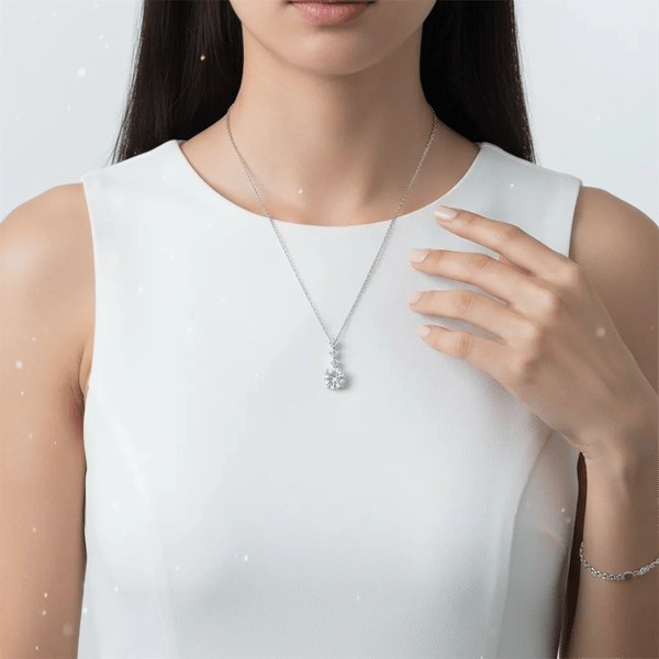 Saffron 2ctw. Moissanite Diamond Graduating Drop Pendant Necklace