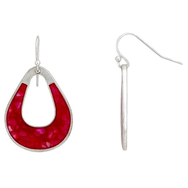 Ashley Cooper(tm) Rose Shell Glitter Open Teardrop Earrings - image 