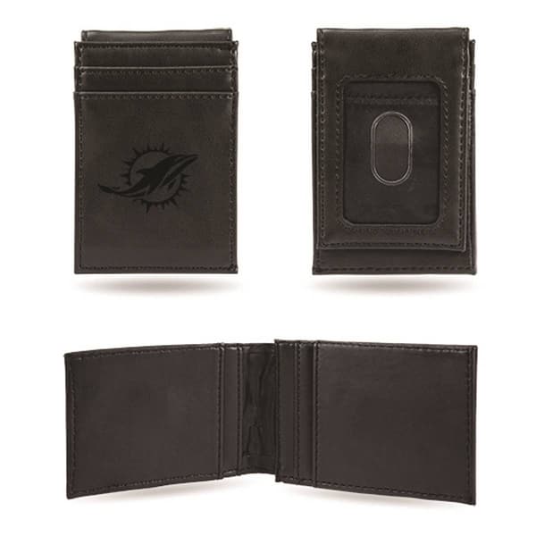 Mens NFL Miami Dolphins Faux Leather Front Pocket Wallet - image 