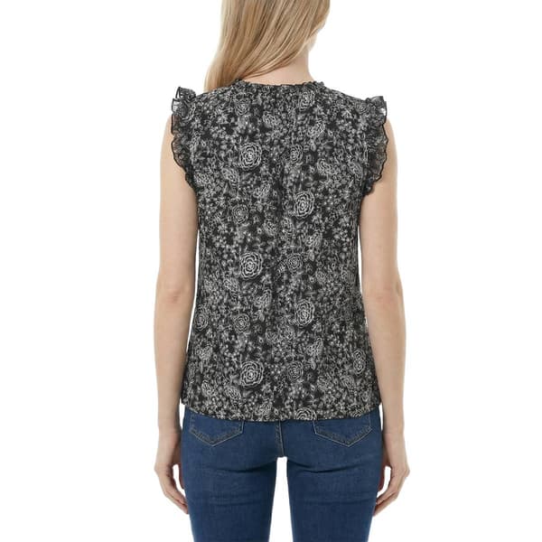 Petite NY Collection Ruffle Cap Sleeve Wallflower Floral Blouse
