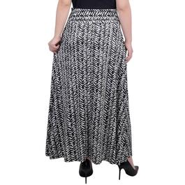 Womens NY Collection Pull On Chevron Skirt - Black/White