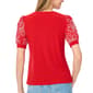 Womens Cece Short Eyelet Puff Sleeve Solid Blouse - image 2