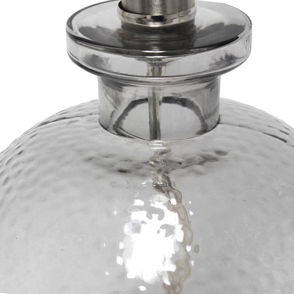 Lalia Home Smokey Grey Hammered Glass Jar/Linen Shade Table Lamp