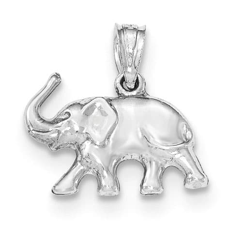 Unisex Gold Classics&#40;tm&#41; 14kt. White-Gold Elephant Pendant - image 