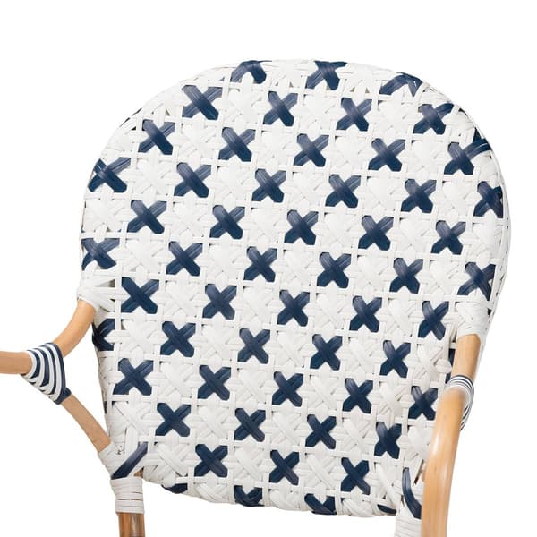 Baxton Studio Bryson French Blue & White Weaving Bistro Chair