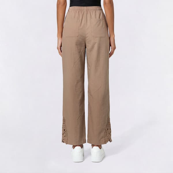 Juniors No Comment Linen Like Crochet Inset Pull On Pant