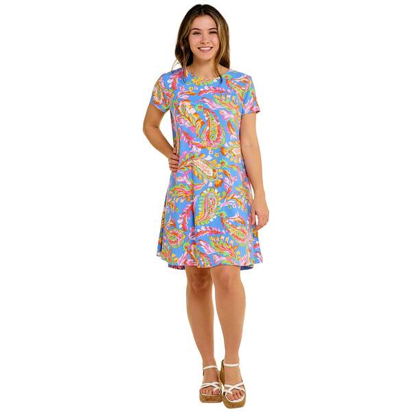 Plus Size Harlow & Rose Paisley Shift Dress-Ultramarine - image 